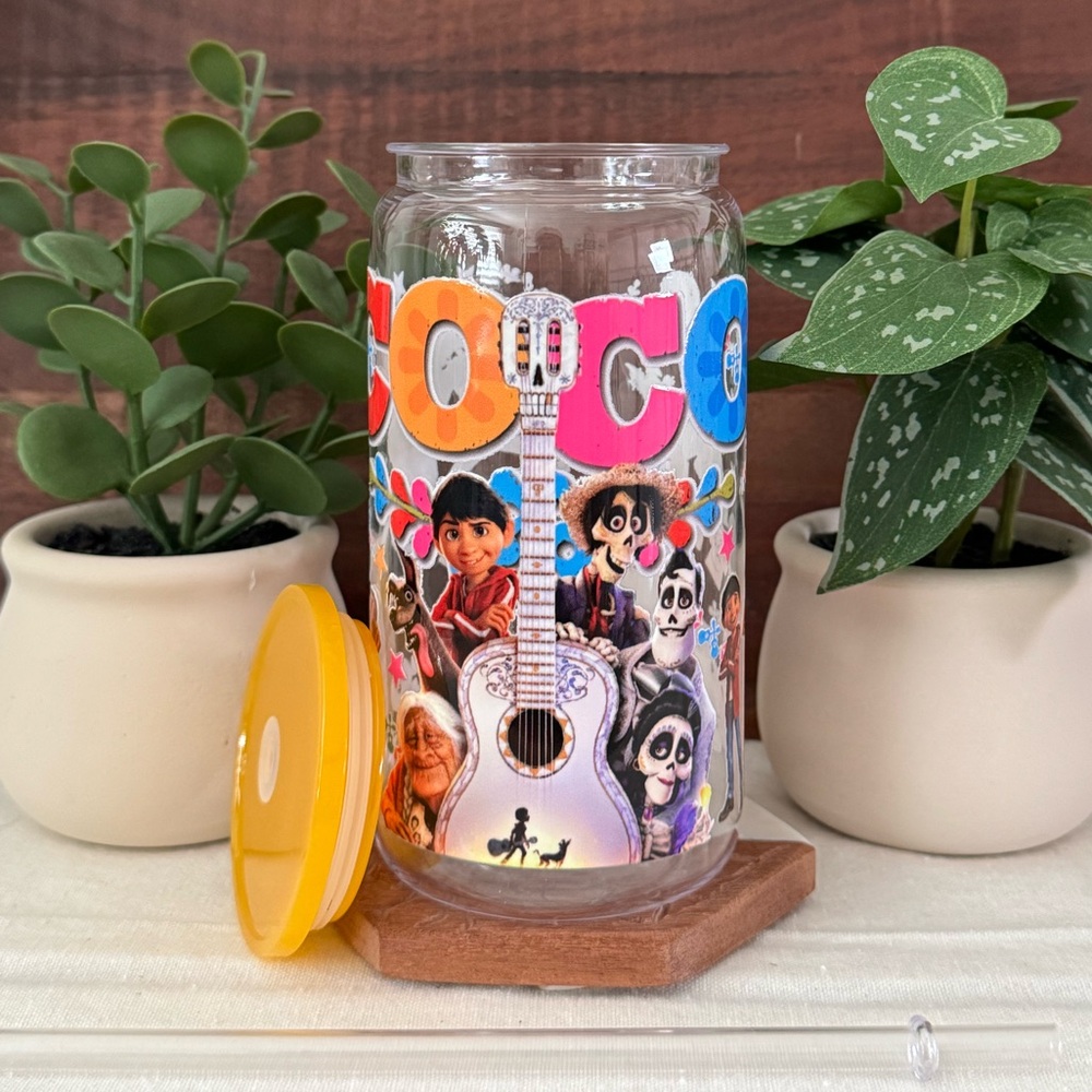 Movie Coco Themed Cup with Lid and Straw